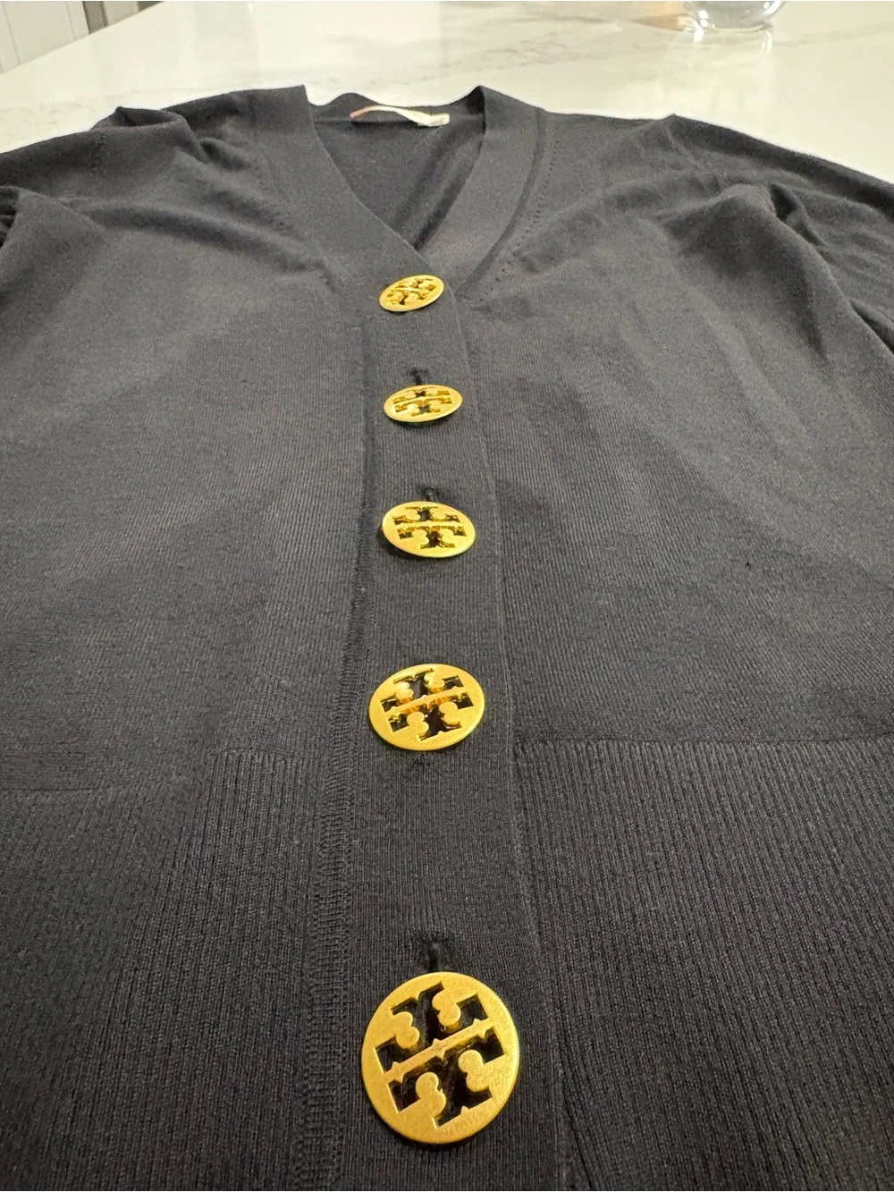 Tory Burch Black V-Neck Button-Front Cardigan Simone